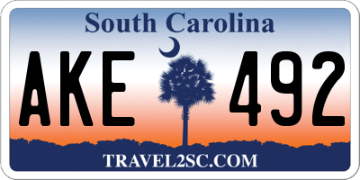 SC license plate AKE492