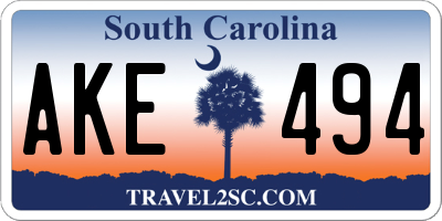 SC license plate AKE494