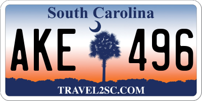 SC license plate AKE496