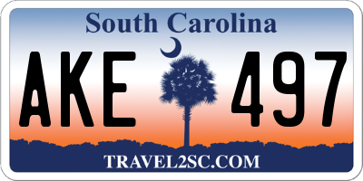 SC license plate AKE497