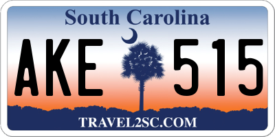 SC license plate AKE515