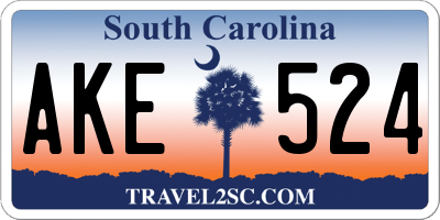 SC license plate AKE524