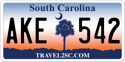 SC license plate AKE542