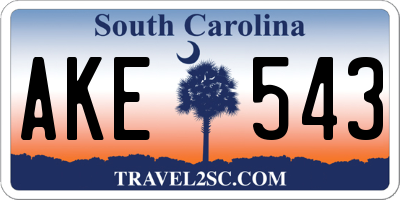 SC license plate AKE543