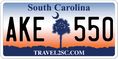 SC license plate AKE550