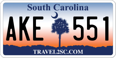 SC license plate AKE551