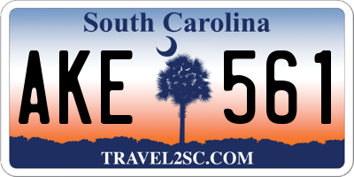 SC license plate AKE561