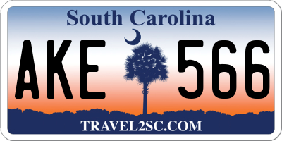 SC license plate AKE566