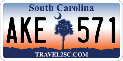 SC license plate AKE571