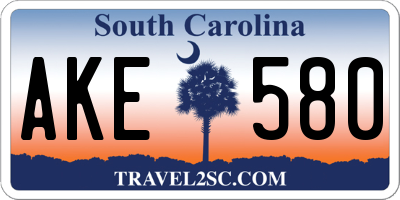 SC license plate AKE580