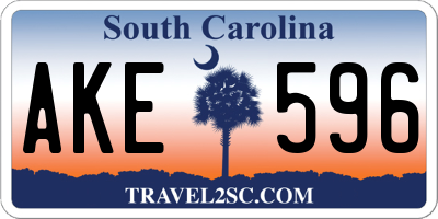 SC license plate AKE596