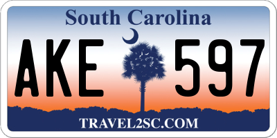 SC license plate AKE597
