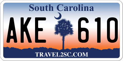 SC license plate AKE610