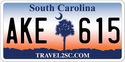 SC license plate AKE615