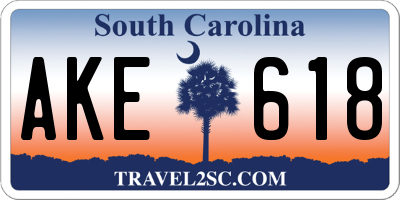 SC license plate AKE618