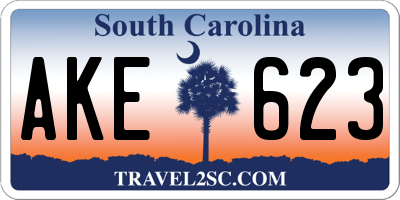 SC license plate AKE623