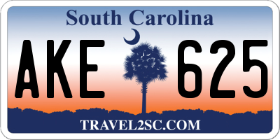 SC license plate AKE625