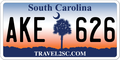 SC license plate AKE626