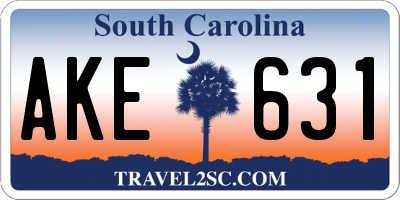 SC license plate AKE631