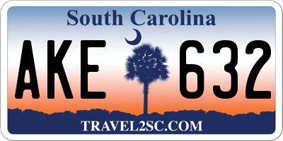 SC license plate AKE632