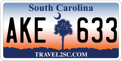 SC license plate AKE633