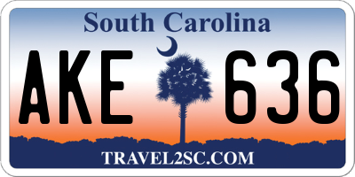 SC license plate AKE636