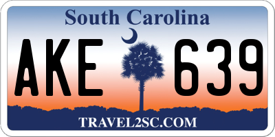 SC license plate AKE639