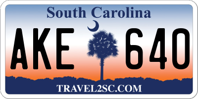 SC license plate AKE640