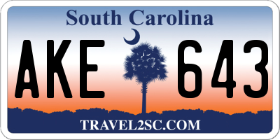SC license plate AKE643