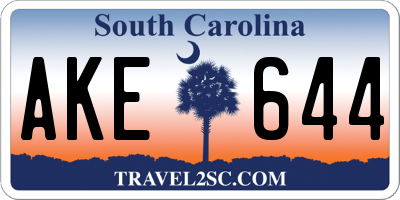 SC license plate AKE644