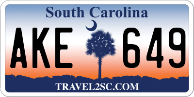 SC license plate AKE649