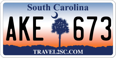 SC license plate AKE673