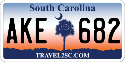SC license plate AKE682