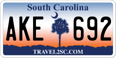 SC license plate AKE692