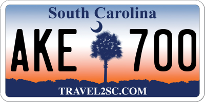 SC license plate AKE700