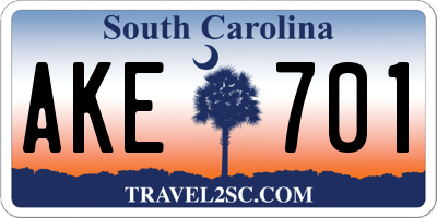 SC license plate AKE701
