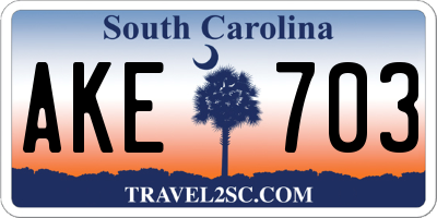 SC license plate AKE703