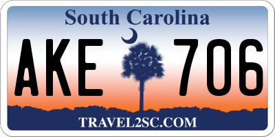 SC license plate AKE706