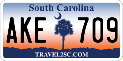 SC license plate AKE709