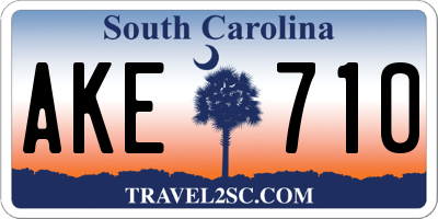 SC license plate AKE710