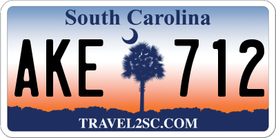 SC license plate AKE712