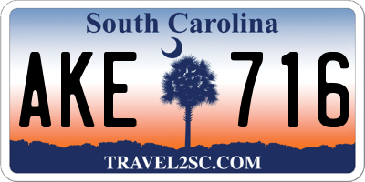 SC license plate AKE716