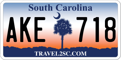 SC license plate AKE718