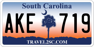 SC license plate AKE719