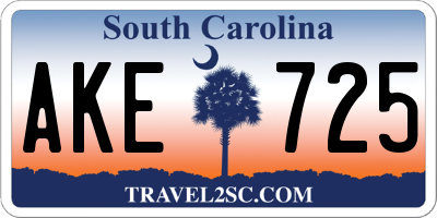 SC license plate AKE725