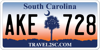 SC license plate AKE728
