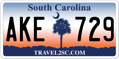 SC license plate AKE729