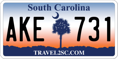 SC license plate AKE731