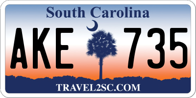 SC license plate AKE735