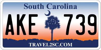 SC license plate AKE739